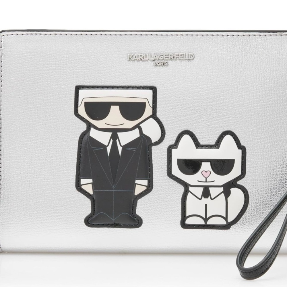 🔥SALESALE🔥NWT Karl Lagerfeld Paris Metallic
Silver Adele Crossbody/Wristlet
Bag